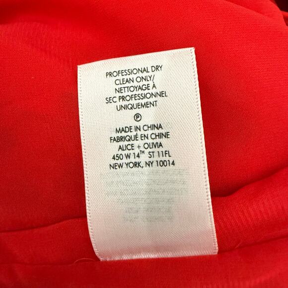 Alice + Olivia Red Floral Silk Halter Top XS Casual Designer Spring - Picture 5 of 7